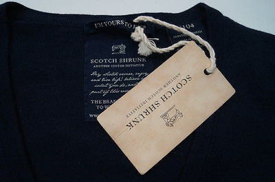 SCOTCH SHRUNK Boy's Midnight Navy Blue Knitted Cotton V Neck Cardigan Top BNWT