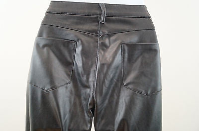 PINKO Designer Black Ladies Faux Leather Skinny Trousers Pants UK10; IT42