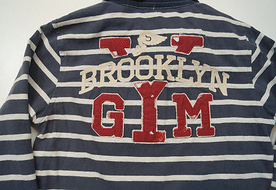 SCOTCH SHRUNK Boys Navy & Cream Brooklyn Gym Long Sleeve Rugby Shirt Top BNWT