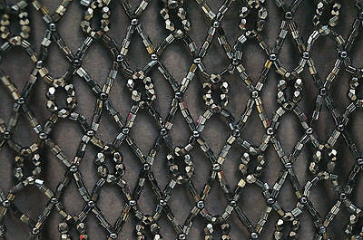 NINA GILL Vintage Black Bead Embellished Lined Small Evening Shoulder Bag