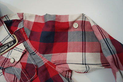 SCOTCH & SODA SHRUNK Red & Cream Checked Long Sleeve Grey Hoodie Shirt Top BNWT