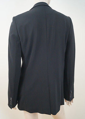 ARMANI COLLEZIONI Black Virgin Wool Stretch Formal Blazer Jacket IT44 UK12