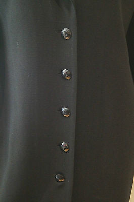 JAEGER Women's Black V Neck Sheen Lapels Formal Evening Coat Sz M