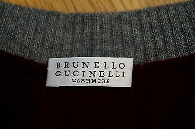 BRUNELLO CUCINELLI Burgundy Red Cashmere V-Neck Casual Jumper Sweater Top Sz XXL