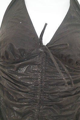 AGENT PROVOCATEUR Swimwear Black Sparkle Ruched Halter Neck Swimsuit Costume SzM