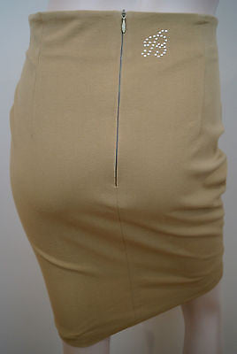 BLUMARINE Made In Italy Beige Branded Fitted Short Formal Pencil Skirt IT40 UK8