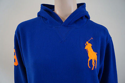 POLO RALPH LAUREN Boys Royal Blue Neon Big Pony Hoodie Sweatshirt Top BNWT