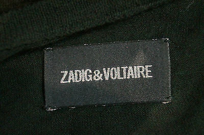 ZADIG & VOLTAIRE Olive Green Sheer Wool Blend Sheer Round Neck Cardigan Top M