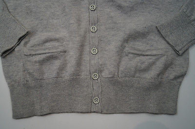 SCOTCH SHRUNK Boy's Pale Grey Knitted 100% Cotton V Neck Cardigan Top BNWT