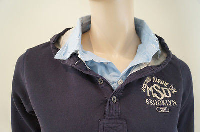 SCOTCH SHRUNK Boys Navy Hoodie Sweatshirt W Attached Shirt Collar & Tails BNWT