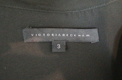 VICTORIA BECKHAM Black Long Sleeve Collared Evening Blouse Shirt Top Sz:3; UK:M