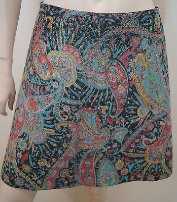 CARVEN Multi Colour Wool Silk Blend Paisley Jacquard A Line Mini Skirt 40 UK12