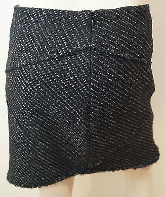 MAJE Women's Black Charcoal Textured Asymmetrical Hemline Short Mini Skirt 40