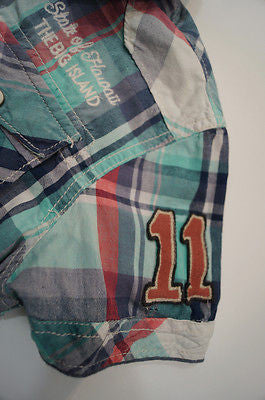 SCOTCH SHRUNK Green Hawaii Embroidery Checked Tartan Short Sleeve Shirt BNWT