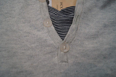 SCOTCH SHRUNK Grey Long Sleeve Knitted Jumper & Navy Striped T-Shirt Top BNWT
