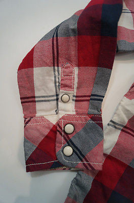 SCOTCH & SODA SHRUNK Red & Cream Checked Long Sleeve Grey Hoodie Shirt Top BNWT