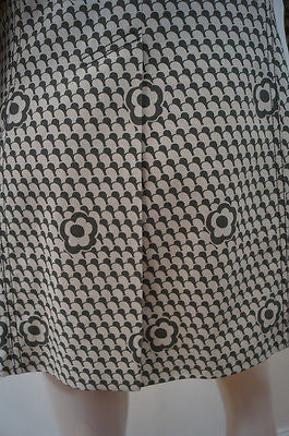 BARBARA BUI Beige Grey 100% Cotton Floral Geometric Print Silk Lined Jacket 40