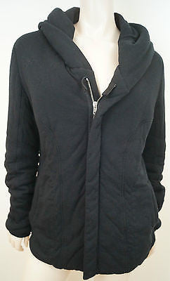 RICK OWENS LILIES Black Padded Hooded Zip Fastened Casual Jacket Top I44 UK12