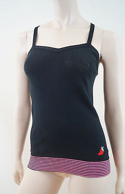 SONIA BY SONIA RYKIEL Black Knitted Pink Rib Strawberry Cami T-Shirt Top