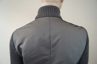 AKRIS PUNTO Grey Sheen Jacket With Wool Ribbed Sleeves & Collar Sz:40; UK12;