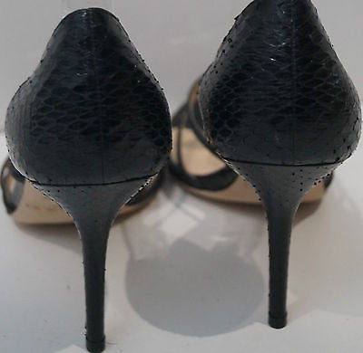 JIMMY CHOO Black Snakeskin & Sparkle Strappy High Heel Sandals Shoes EU39 NEW!