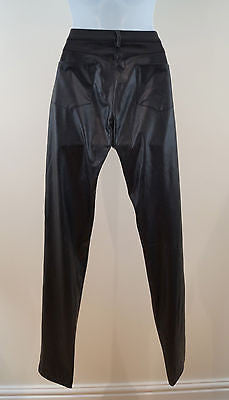 PINKO Designer Black Ladies Faux Leather Skinny Trousers Pants UK10; IT42
