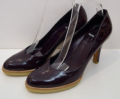 GUCCI Purple Burgundy Vernice Diamond Patent Leather High Platform Court Shoes