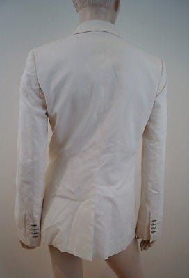 DOLCE & GABBANA Mainline Off White Cream Cotton Formal Blazer Jacket IT44; UK!2
