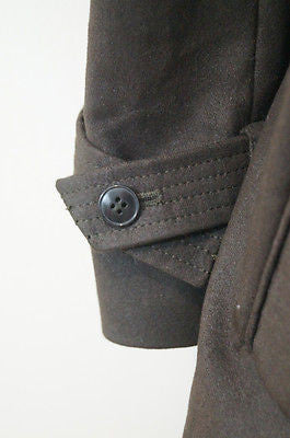 VANESSA BRUNO Chocolate Brown Cotton Lamb Wool Collar Belted Winter Coat SzM