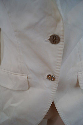 DOLCE & GABBANA Mainline Off White Cream Cotton Formal Blazer Jacket IT44; UK!2