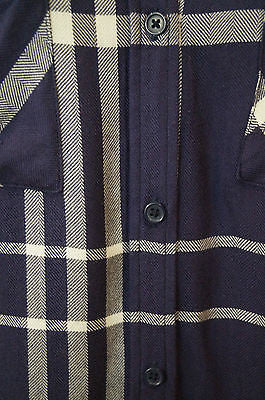 RAILS Blue & Cream Check Cap Sleeve Collared Casual Summer Blouse Shirt Top Sz:M