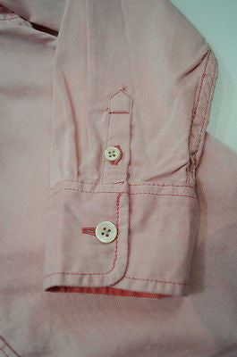 SCOTCH SHRUNK Pale Pink 100% Cottton White Palm Tree Long Sleeve Shirt Top BNWT