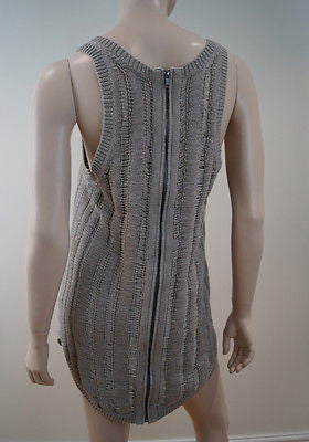 JOSEPH Grey Cotton Blend Round Neck Loose Knit Sleeveless Jumper Top Sz:M