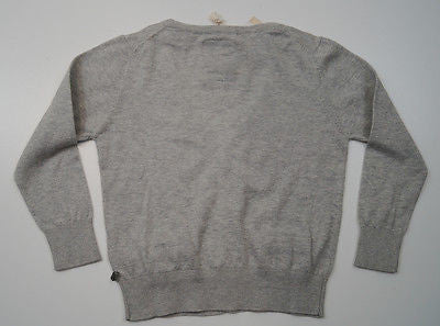 SCOTCH SHRUNK Boy's Pale Grey Knitted 100% Cotton V Neck Cardigan Top BNWT