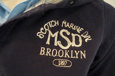 SCOTCH SHRUNK Boys Navy Hoodie Sweatshirt W Attached Shirt Collar & Tails BNWT
