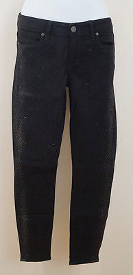 PAIGE THE VERDUGO ANKLE Black Gold Glitter Skinny Crop Jeans Pants Sz:26; IL27