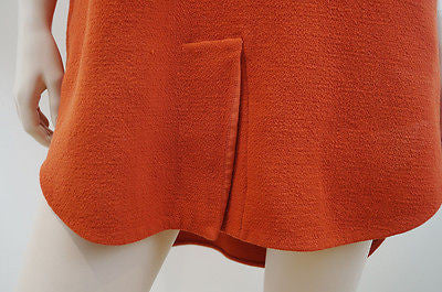 3.1 PHILLIP LIM Deep Orange Wool 3/4 Sleeve Lined Shift Mini Dress US10; UK14