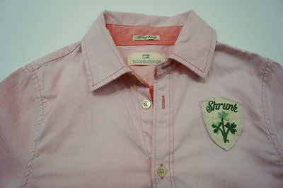 SCOTCH SHRUNK Pale Pink 100% Cottton White Palm Tree Long Sleeve Shirt Top BNWT