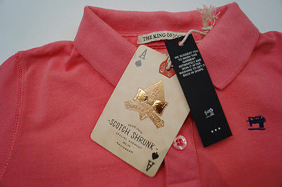 SCOTCH SHRUNK Boys Pinky Coral Short Sleeve Buttoned Collar Polo Shirt Top BNWT