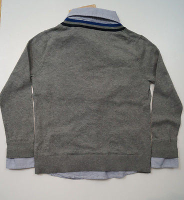 SCOTCH SHRUNK Cotton Grey Long Sleeve Knitted Cardigan & Blue Shirt Top BNWT