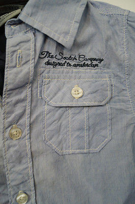 SCOTCH & SODA SHRUNK Navy Polo & Blue Stripe Short Sleeve Collar Shirt Top BNWT