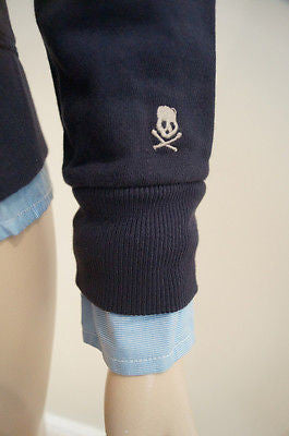 SCOTCH SHRUNK Boys Navy Hoodie Sweatshirt W Attached Shirt Collar & Tails BNWT