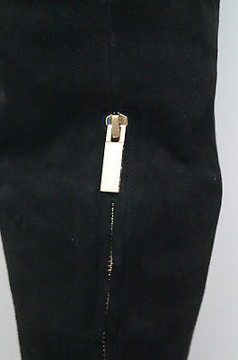 RACHAEL ZOE Black Suede Thigh High Gold Tone Platform Evening Boots EU30 UK6