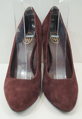 ASH Prune Kid Suede Caprice High Heel Rubber Sole Court Shoes EU38; UK5