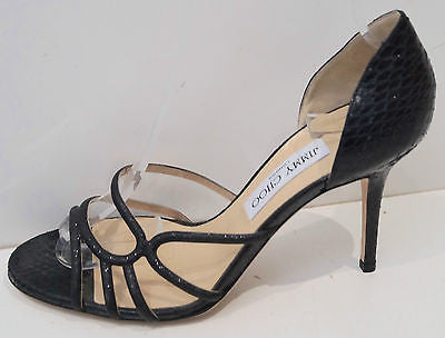 JIMMY CHOO Black Snakeskin & Sparkle Strappy High Heel Sandals Shoes EU39 NEW!