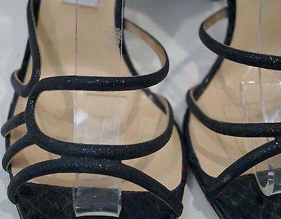 JIMMY CHOO Black Snakeskin & Sparkle Strappy High Heel Sandals Shoes EU39 NEW!