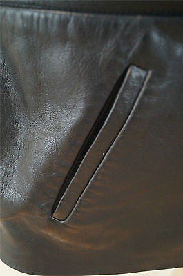 BARBARA BUI Designer Black Lamb Leather & Python Plunge V Neck Long Length Top