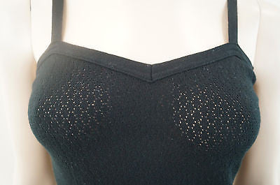 SONIA BY SONIA RYKIEL Black Knitted Pink Rib Strawberry Cami T-Shirt Top