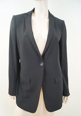ARMANI COLLEZIONI Black Virgin Wool Stretch Formal Blazer Jacket IT44 UK12