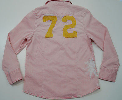 SCOTCH SHRUNK Pale Pink 100% Cottton White Palm Tree Long Sleeve Shirt Top BNWT